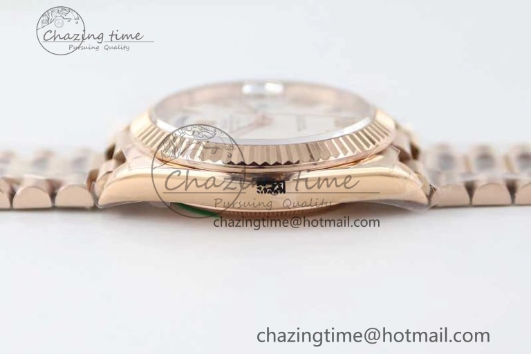 Day Date 40mm RG 904L Steel TWF 1:1 Best Edition White Roman Dial on RG Bracelet A2836