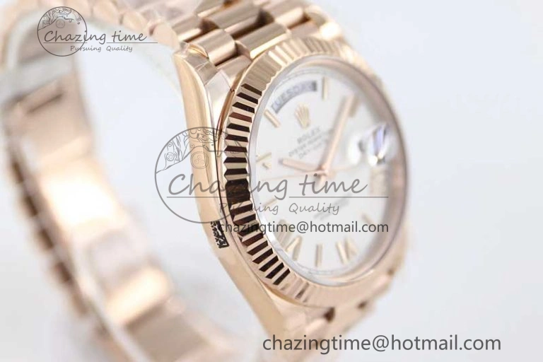 Day Date 40mm RG 904L Steel TWF 1:1 Best Edition White Roman Dial on RG Bracelet A2836