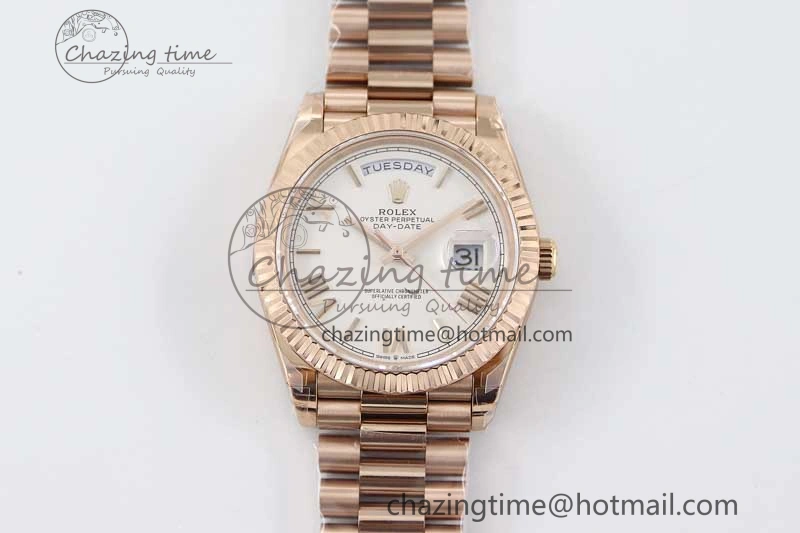 Day Date 40mm RG 904L Steel TWF 1:1 Best Edition White Roman Dial on RG Bracelet A2836
