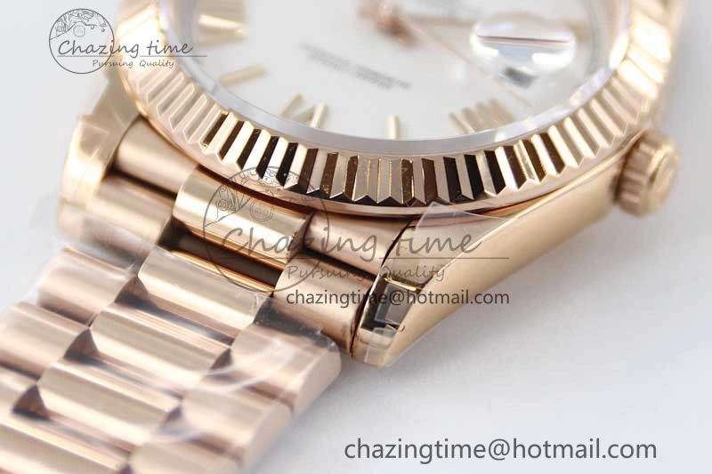Day Date 40mm RG 904L Steel TWF 1:1 Best Edition White Roman Dial on RG Bracelet A2836