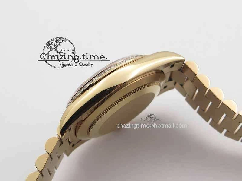 Day Date 40mm RG BP Maker Best Edition Brown Dial Diamond Bezel On RG Bracelet A2836