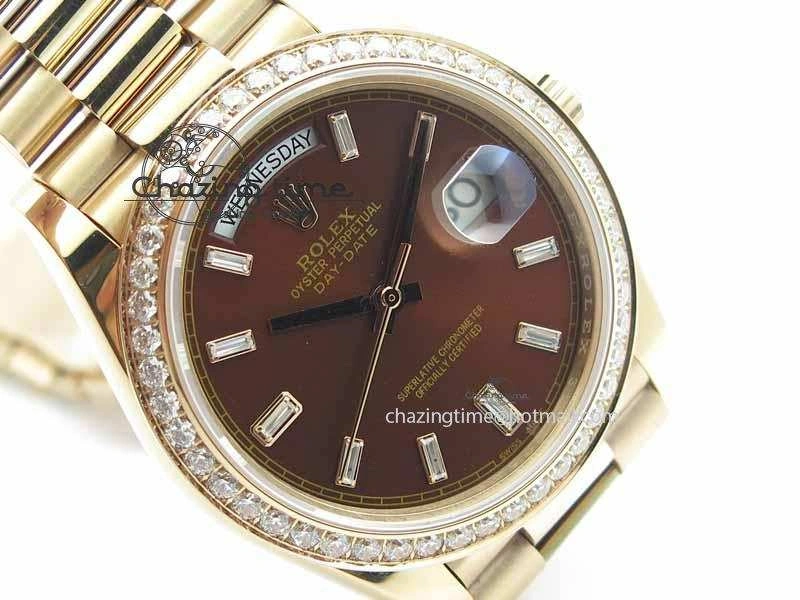 Day Date 40mm RG BP Maker Best Edition Brown Dial Diamond Bezel On RG Bracelet A2836