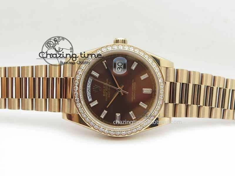 Day Date 40mm RG BP Maker Best Edition Brown Dial Diamond Bezel On RG Bracelet A2836