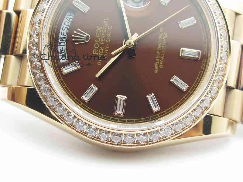 Day Date 40mm RG BP Maker Best Edition Brown Dial Diamond Bezel On RG Bracelet A2836