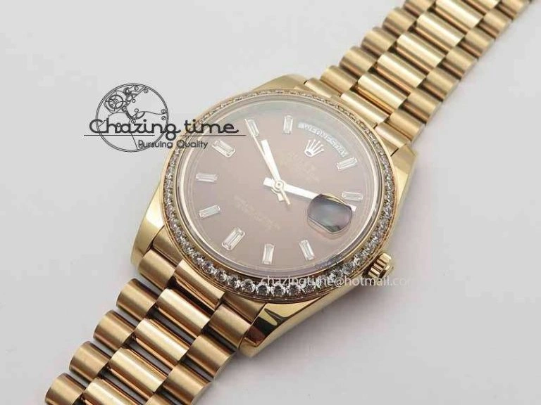 Day Date 40mm RG BP Maker Best Edition Brown Dial Diamond Bezel On RG Bracelet A2836