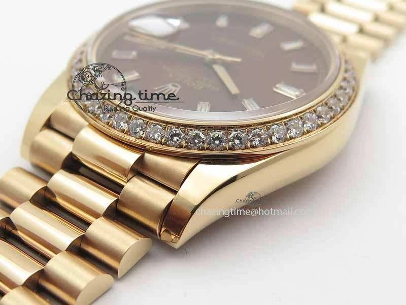 Day Date 40mm RG BP Maker Best Edition Brown Dial Diamond Bezel On RG Bracelet A2836