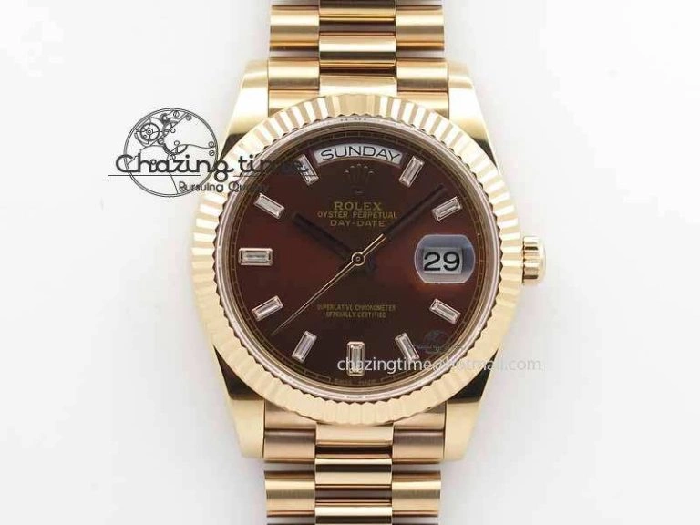 Day Date 40mm RG BP Maker Best Edition Brown Dial Diamond Markers On RG Bracelet A2836