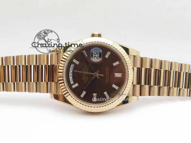 Day Date 40mm RG BP Maker Best Edition Brown Dial Diamond Markers On RG Bracelet A2836