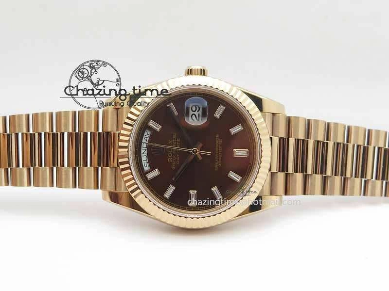 Day Date 40mm RG BP Maker Best Edition Brown Dial Diamond Markers On RG Bracelet A2836