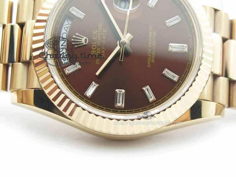 Day Date 40mm RG BP Maker Best Edition Brown Dial Diamond Markers On RG Bracelet A2836