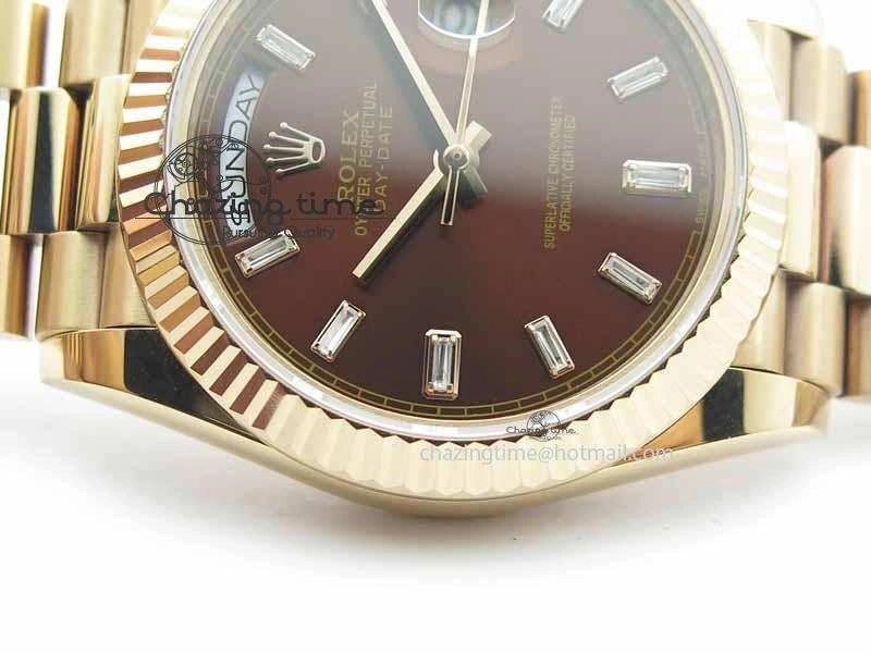 Day Date 40mm RG BP Maker Best Edition Brown Dial Diamond Markers On RG Bracelet A2836