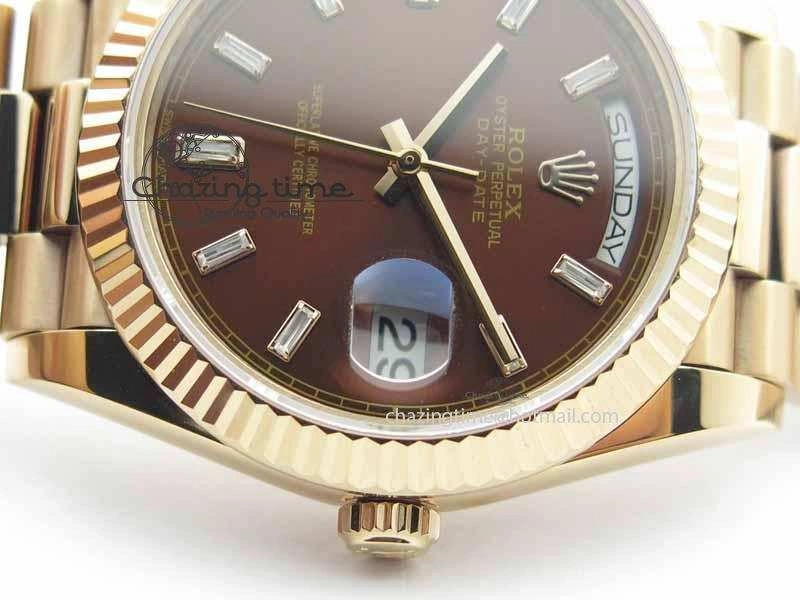 Day Date 40mm RG BP Maker Best Edition Brown Dial Diamond Markers On RG Bracelet A2836