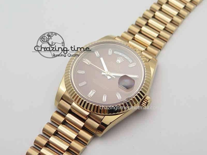 Day Date 40mm RG BP Maker Best Edition Brown Dial Diamond Markers On RG Bracelet A2836