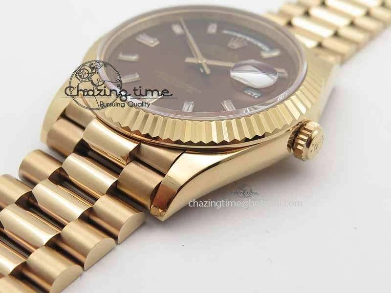 Day Date 40mm RG BP Maker Best Edition Brown Dial Diamond Markers On RG Bracelet A2836