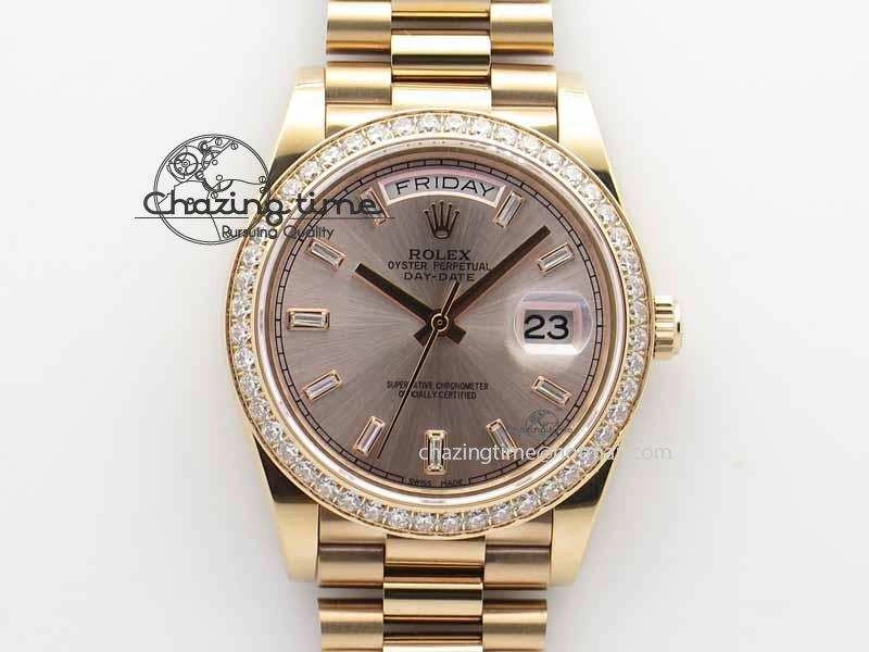 Day Date 40mm RG BP Maker Best Edition Silver Dial Diamond Bezel On RG Bracelet A2836