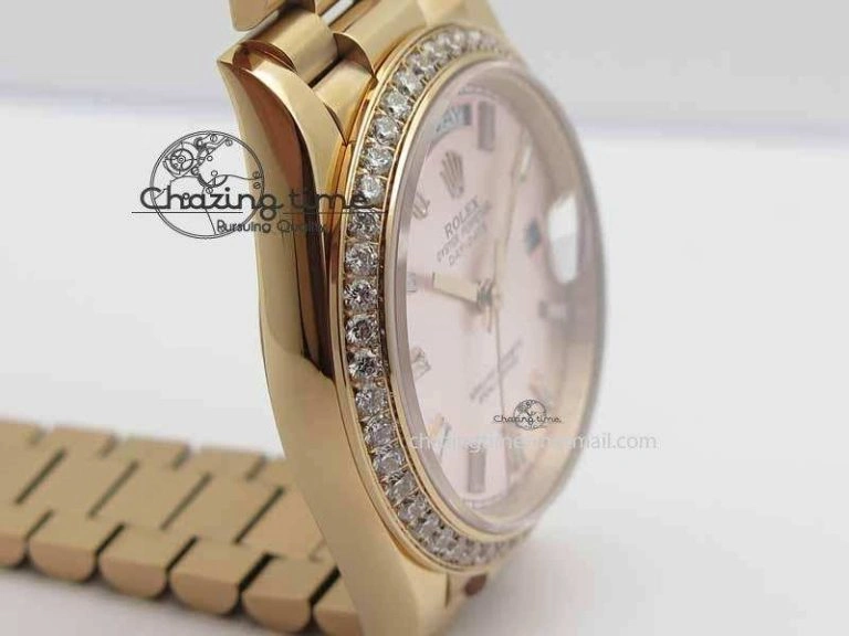 Day Date 40mm RG BP Maker Best Edition Silver Dial Diamond Bezel On RG Bracelet A2836
