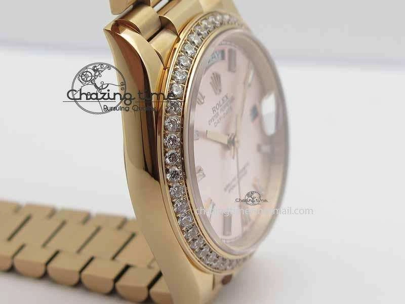 Day Date 40mm RG BP Maker Best Edition Silver Dial Diamond Bezel On RG Bracelet A2836