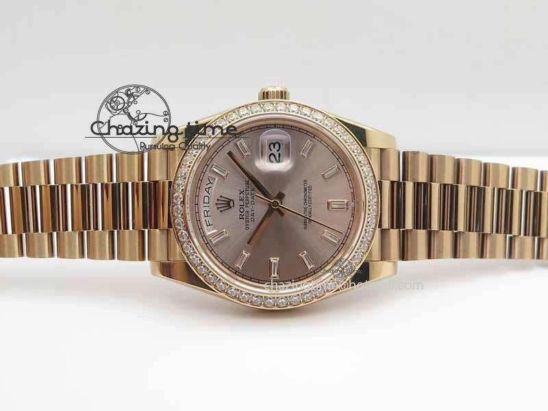 Day Date 40mm RG BP Maker Best Edition Silver Dial Diamond Bezel On RG Bracelet A2836