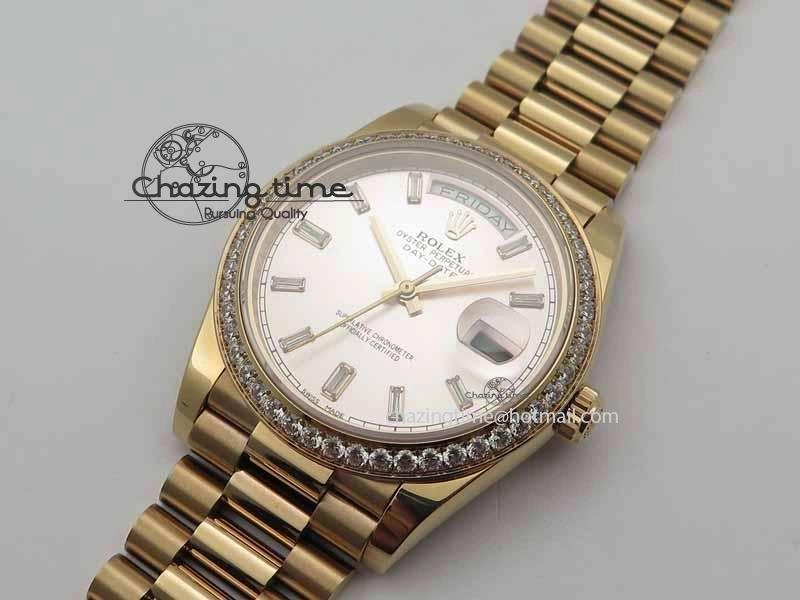 Day Date 40mm RG BP Maker Best Edition Silver Dial Diamond Bezel On RG Bracelet A2836