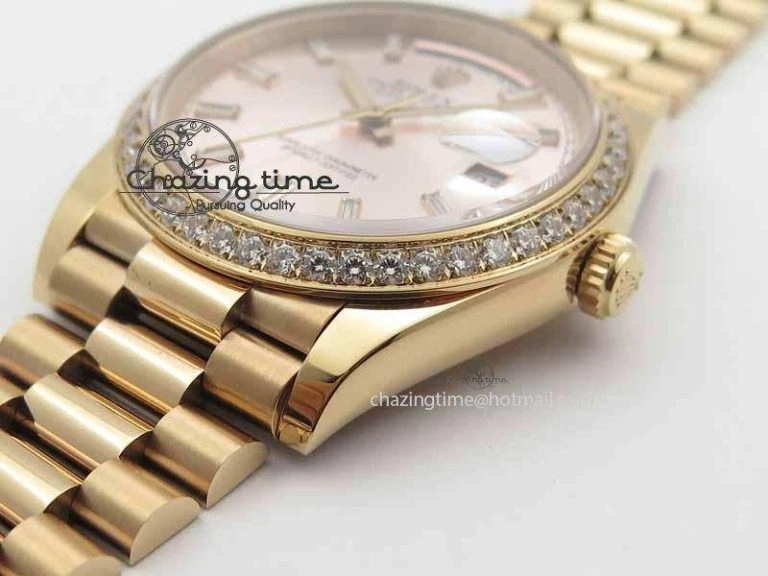 Day Date 40mm RG BP Maker Best Edition Silver Dial Diamond Bezel On RG Bracelet A2836