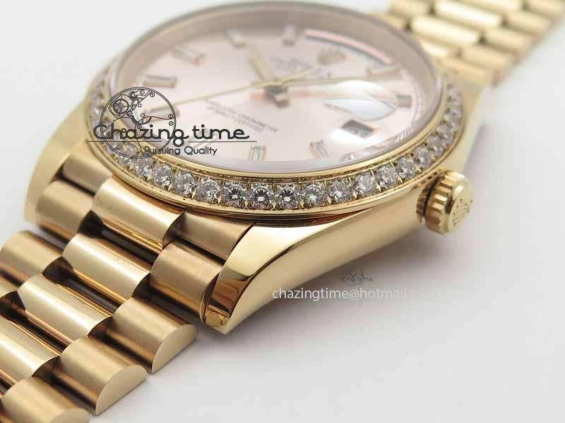 Day Date 40mm RG BP Maker Best Edition Silver Dial Diamond Bezel On RG Bracelet A2836
