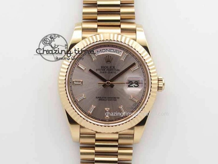 Day Date 40mm RG BP Maker Best Edition Silver Dial Diamond Markers On RG Bracelet A2836