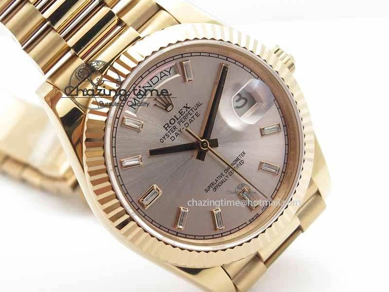 Day Date 40mm RG BP Maker Best Edition Silver Dial Diamond Markers On RG Bracelet A2836