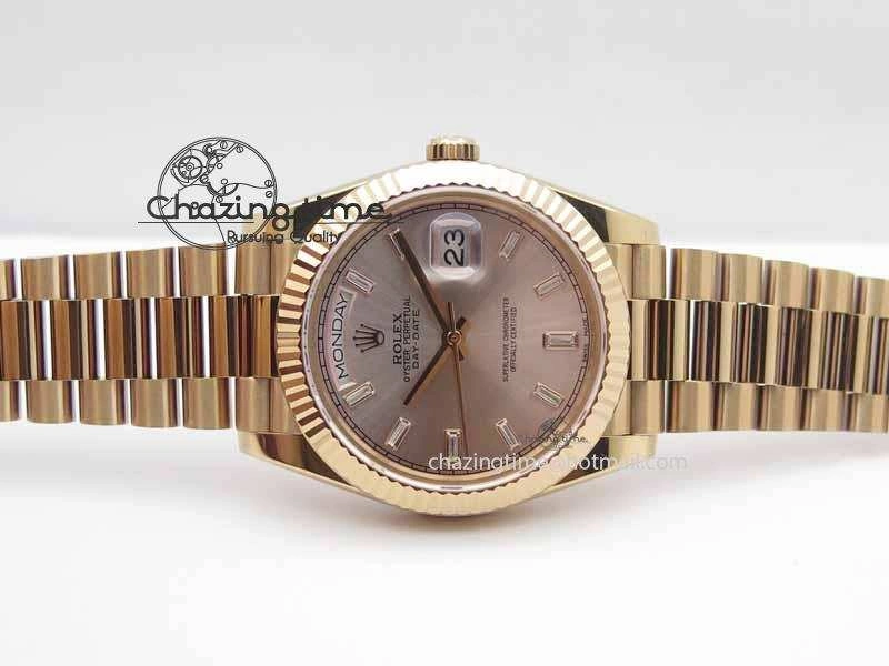 Day Date 40mm RG BP Maker Best Edition Silver Dial Diamond Markers On RG Bracelet A2836