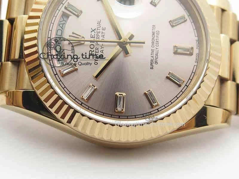 Day Date 40mm RG BP Maker Best Edition Silver Dial Diamond Markers On RG Bracelet A2836