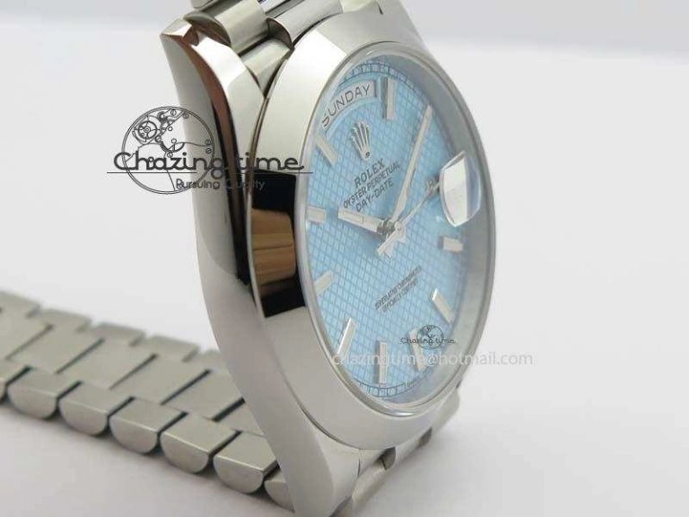 Day-Date 40mm SS 228206 Noob 1:1 Best Edition Textured Ice Blue Dial on SS Bracelet A3255