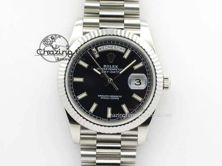 Day-Date 40mm SS 228239 Noob 1:1 Best Edition Black Dial on SS Bracelet A3255