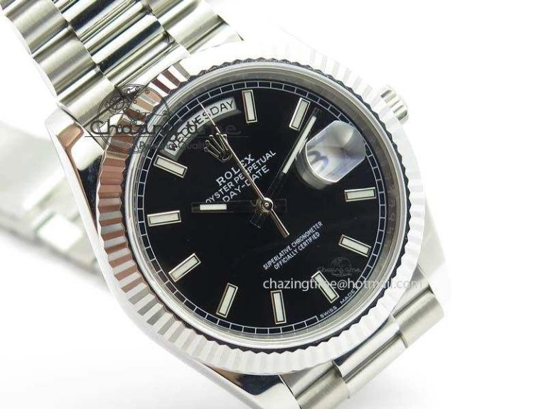 Day-Date 40mm SS 228239 Noob 1:1 Best Edition Black Dial on SS Bracelet A3255
