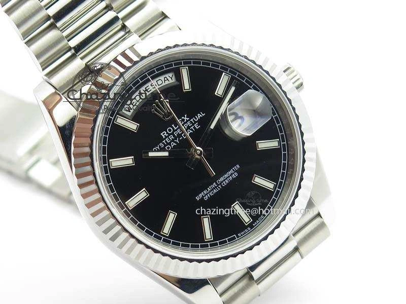 Day-Date 40mm SS 228239 Noob 1:1 Best Edition Black Dial on SS Bracelet A3255