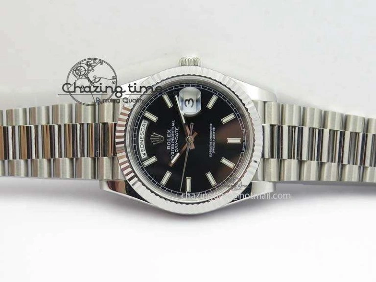 Day-Date 40mm SS 228239 Noob 1:1 Best Edition Black Dial on SS Bracelet A3255