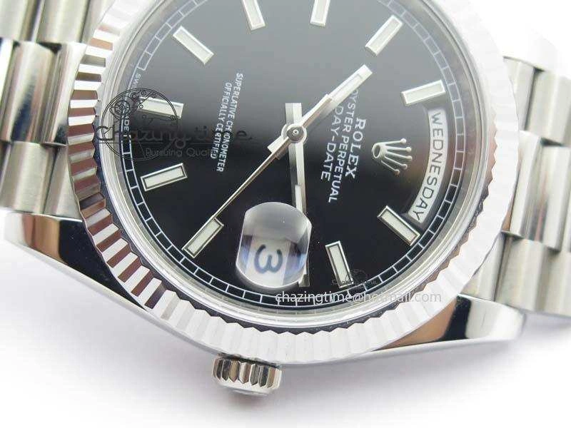 Day-Date 40mm SS 228239 Noob 1:1 Best Edition Black Dial on SS Bracelet A3255