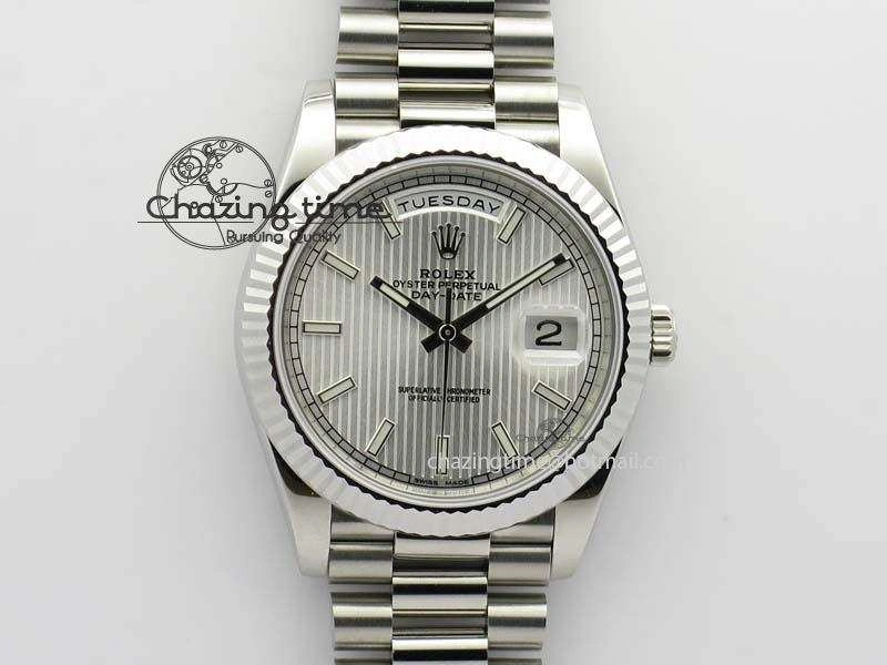 Day-Date 40mm SS 228239 Noob 1:1 Best Edition Textured Silver Dial on SS Bracelet A3255