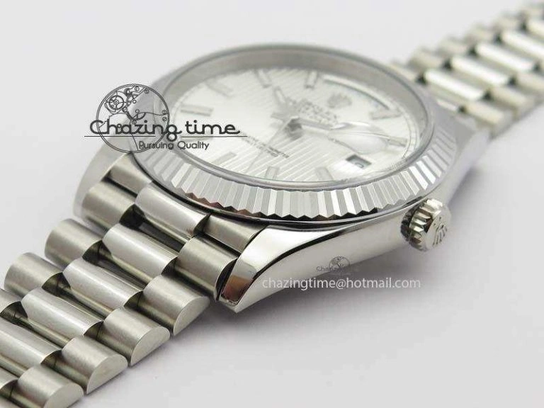 Day-Date 40mm SS 228239 Noob 1:1 Best Edition Textured Silver Dial on SS Bracelet A3255