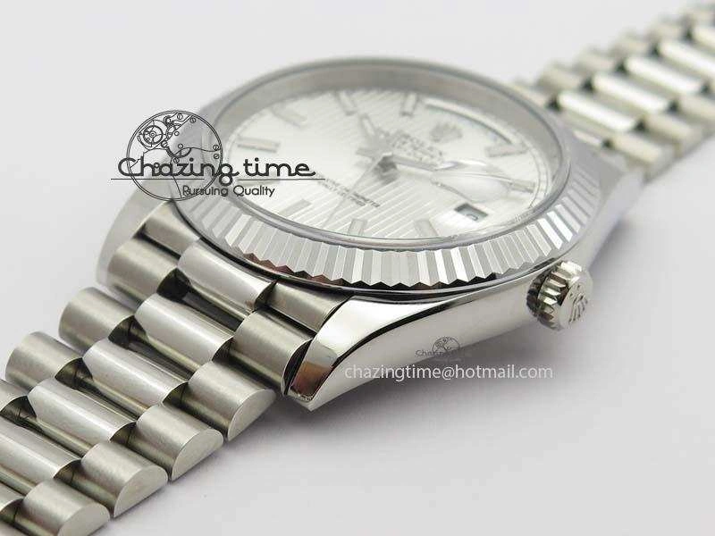 Day-Date 40mm SS 228239 Noob 1:1 Best Edition Textured Silver Dial on SS Bracelet A3255