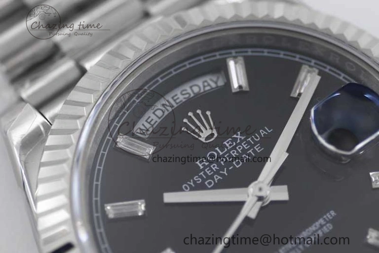 Day Date 40mm SS 904L Steel TWF 1:1 Best Edition Black Crystal Dial on SS Bracelet A2836