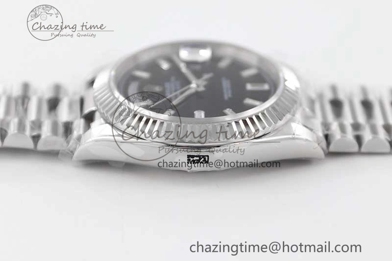 Day Date 40mm SS 904L Steel TWF 1:1 Best Edition Black Crystal Dial on SS Bracelet A2836