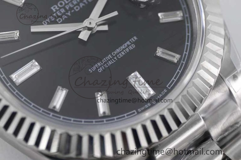 Day Date 40mm SS 904L Steel TWF 1:1 Best Edition Black Crystal Dial on SS Bracelet A2836
