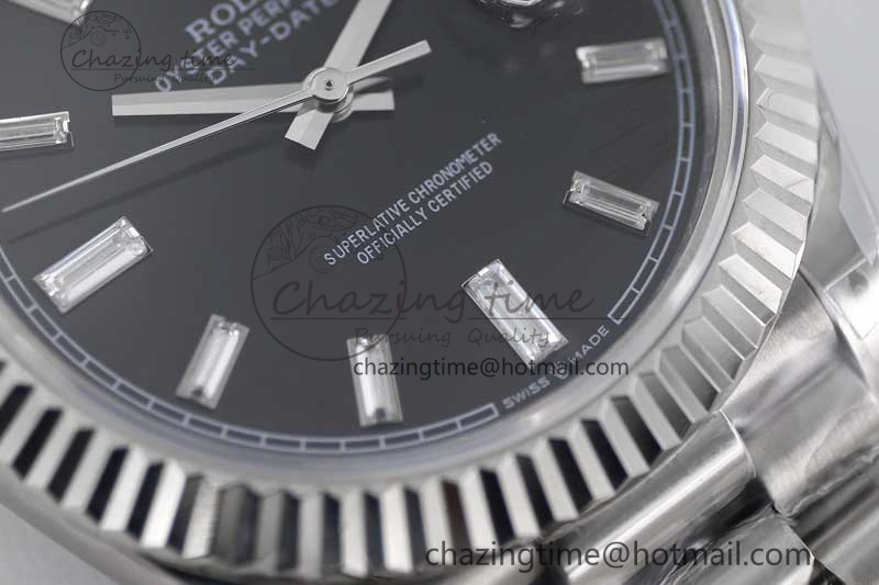 Day Date 40mm SS 904L Steel TWF 1:1 Best Edition Black Crystal Dial on SS Bracelet A2836