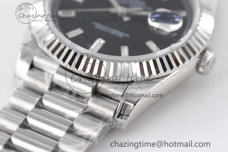Day Date 40mm SS 904L Steel TWF 1:1 Best Edition Black Crystal Dial on SS Bracelet A2836