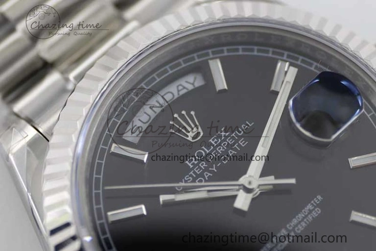 Day Date 40mm SS 904L Steel TWF 1:1 Best Edition Black Dial on SS Bracelet A2836