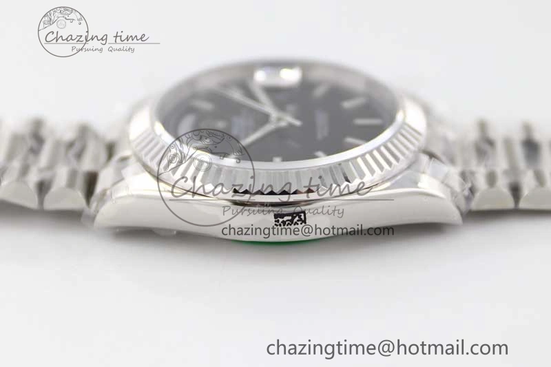 Day Date 40mm SS 904L Steel TWF 1:1 Best Edition Black Dial on SS Bracelet A2836
