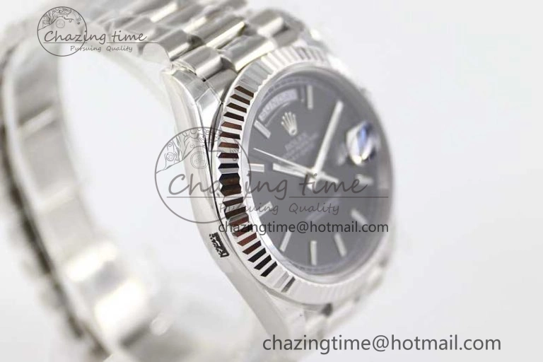 Day Date 40mm SS 904L Steel TWF 1:1 Best Edition Black Dial on SS Bracelet A2836
