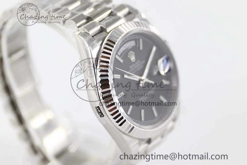 Day Date 40mm SS 904L Steel TWF 1:1 Best Edition Black Dial on SS Bracelet A2836