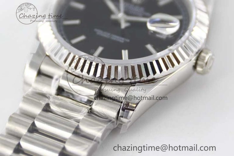 Day Date 40mm SS 904L Steel TWF 1:1 Best Edition Black Dial on SS Bracelet A2836