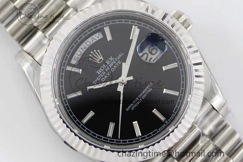 Day Date 40mm SS 904L Steel TWF 1:1 Best Edition Black Dial on SS Bracelet A2836