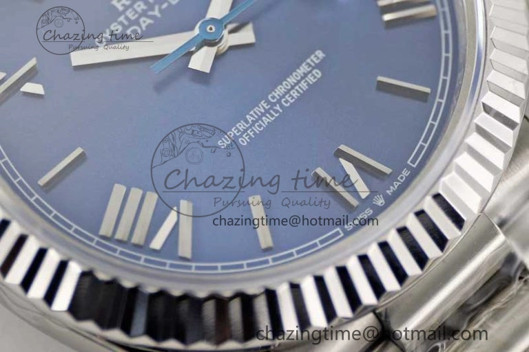 Day Date 40mm SS 904L Steel TWF 1:1 Best Edition Blue Roman Dial on SS Bracelet A2836